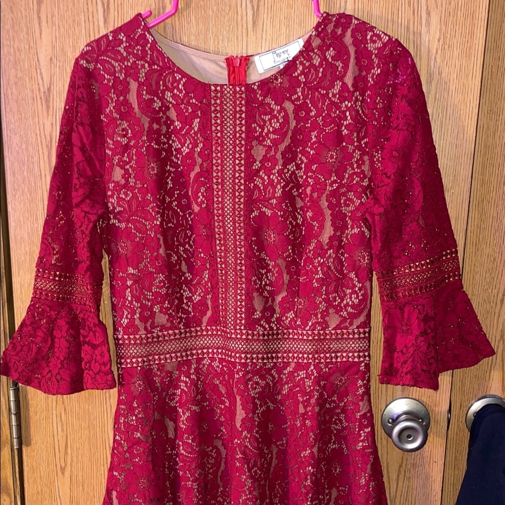 Elegant Red Lace Kids Dress